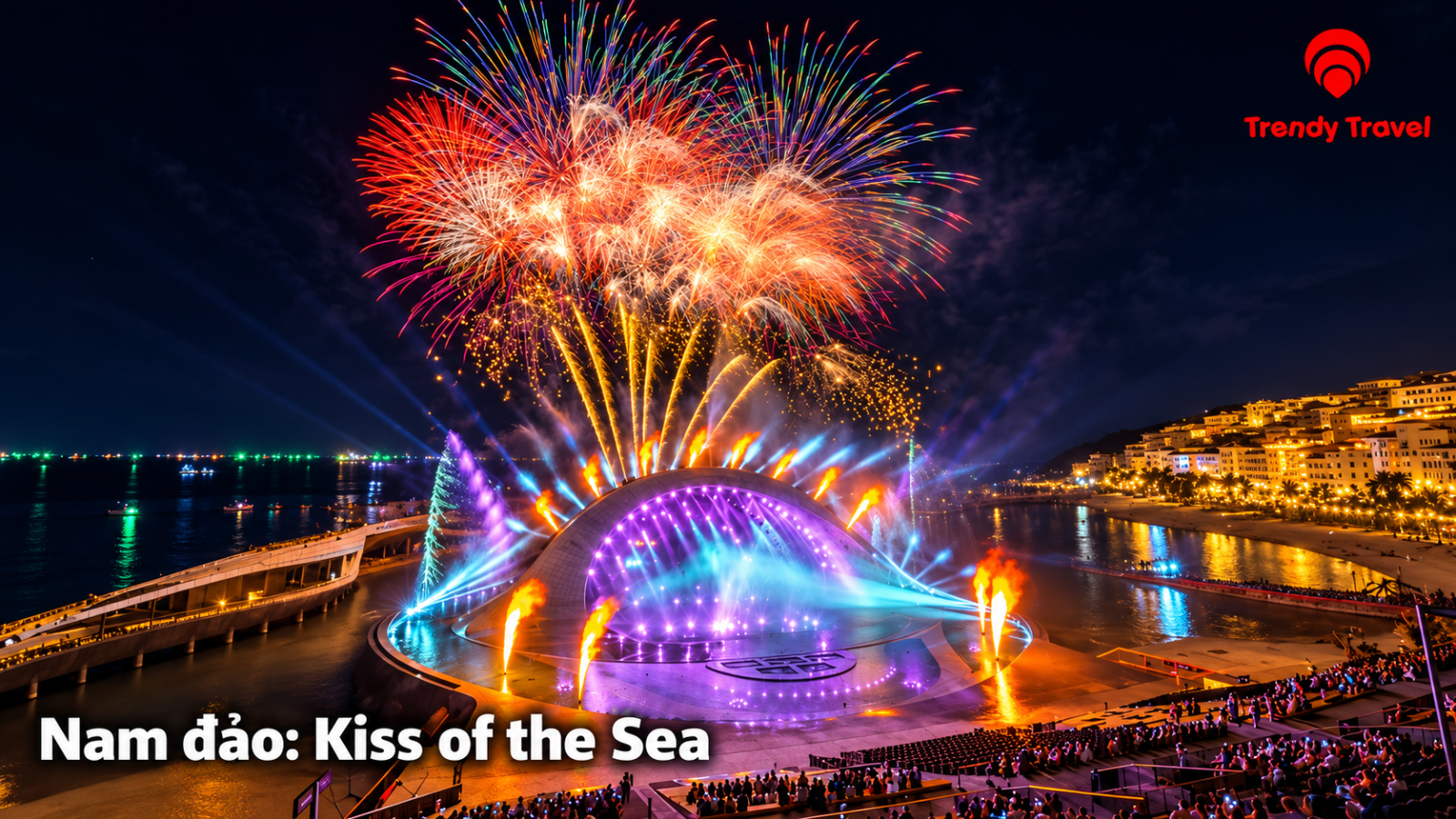 Màn pháo hoa rực sáng trên mặt biển tại Nam đảo trong chương trình Symphony of the Sea.