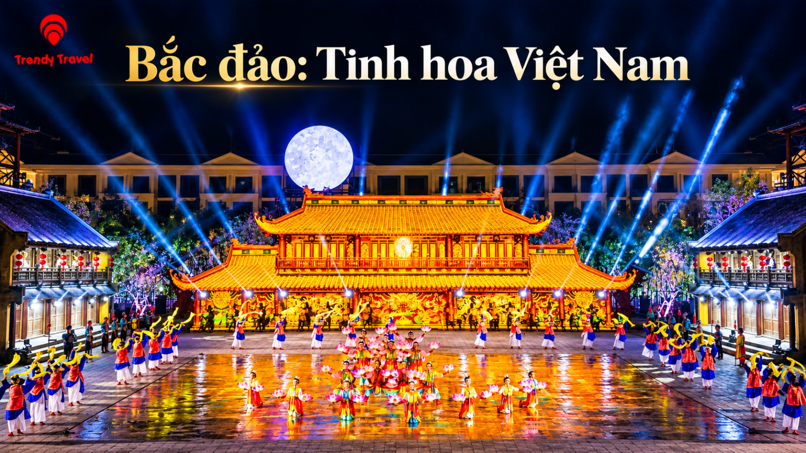Màn trình diễn Tinh hoa Việt Nam với nghệ sĩ trong trang phục truyền thống tại sân khấu Bắc đảo.