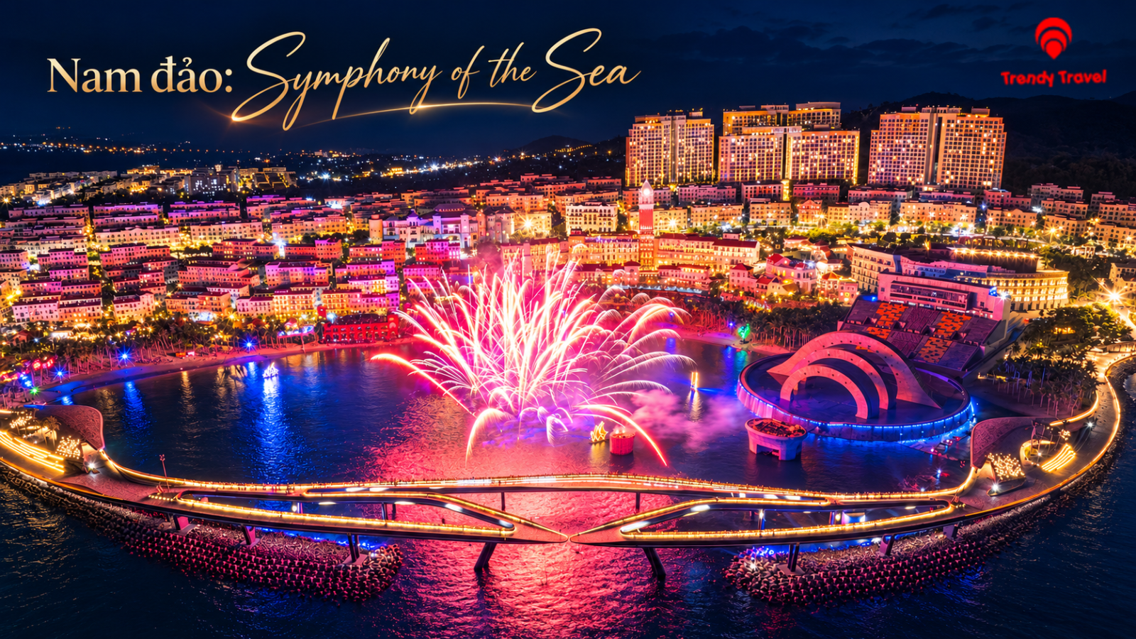 Màn pháo hoa rực sáng trên biển trong chương trình Symphony of the Sea tại Nam đảo.